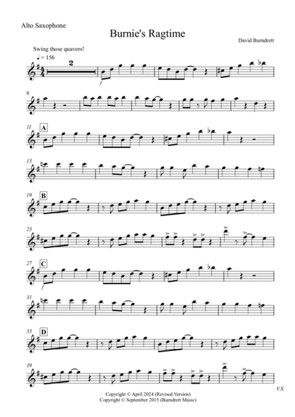 Burnie's Ragtime for Alto Saxophone and Piano image number null