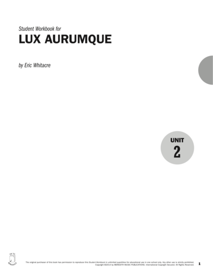 Guides to Band Masterworks, Vol. 4 - Student Workbook - Lux Aurumque Activity Books scores gallery preview page 1
