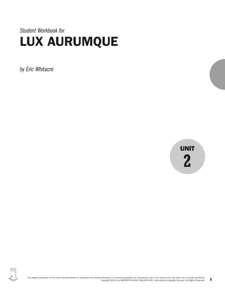 Guides to Band Masterworks, Vol. 4 - Student Workbook - Lux Aurumque