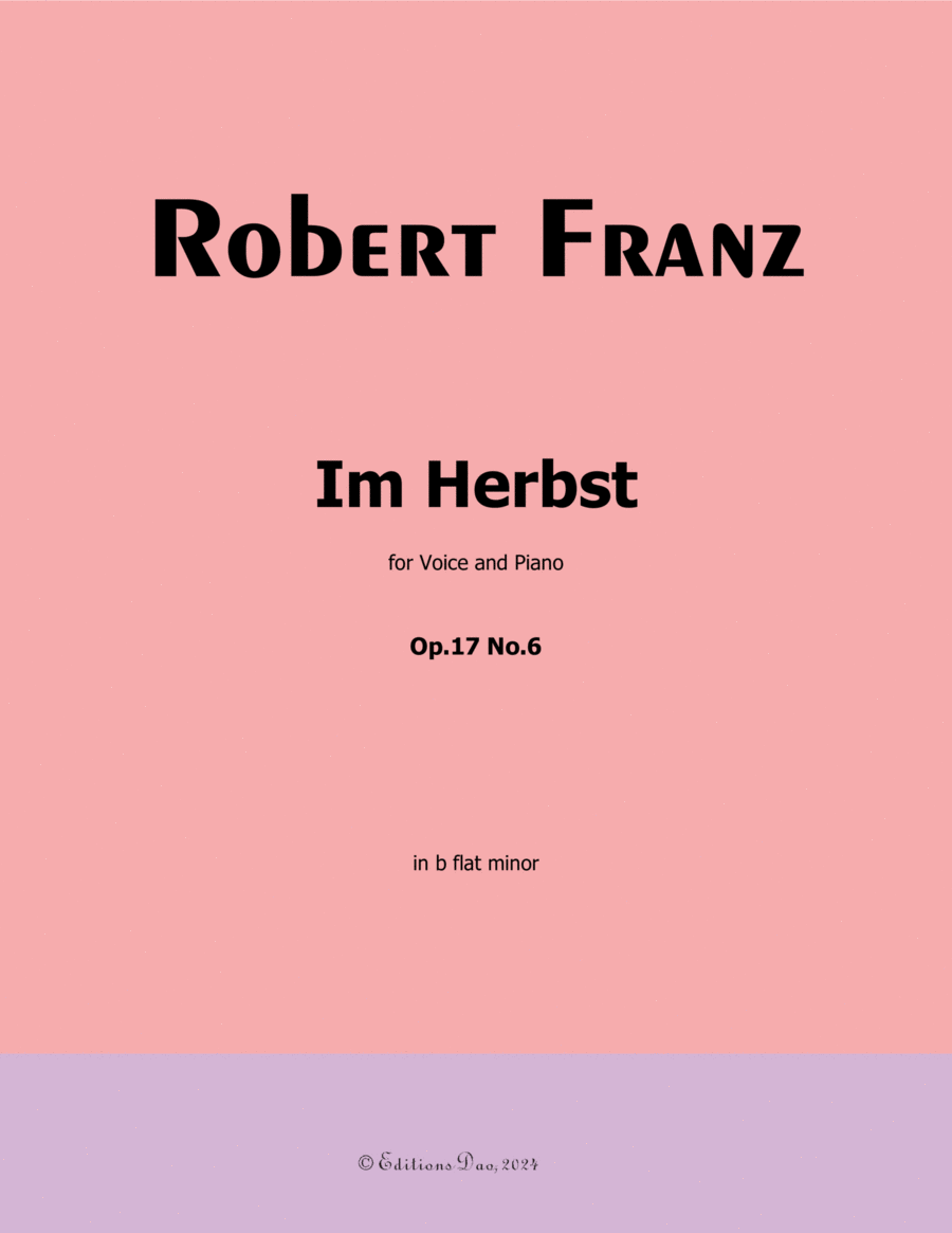 Im Herbst, by Robert Franz, in b flat minor Voice scores gallery preview page 1