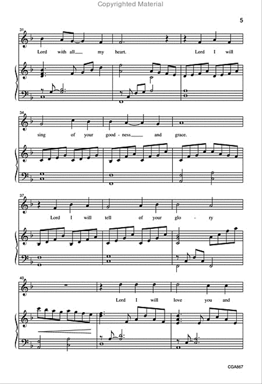 I Will Praise You, O Lord Unison Choir scores gallery preview page 5