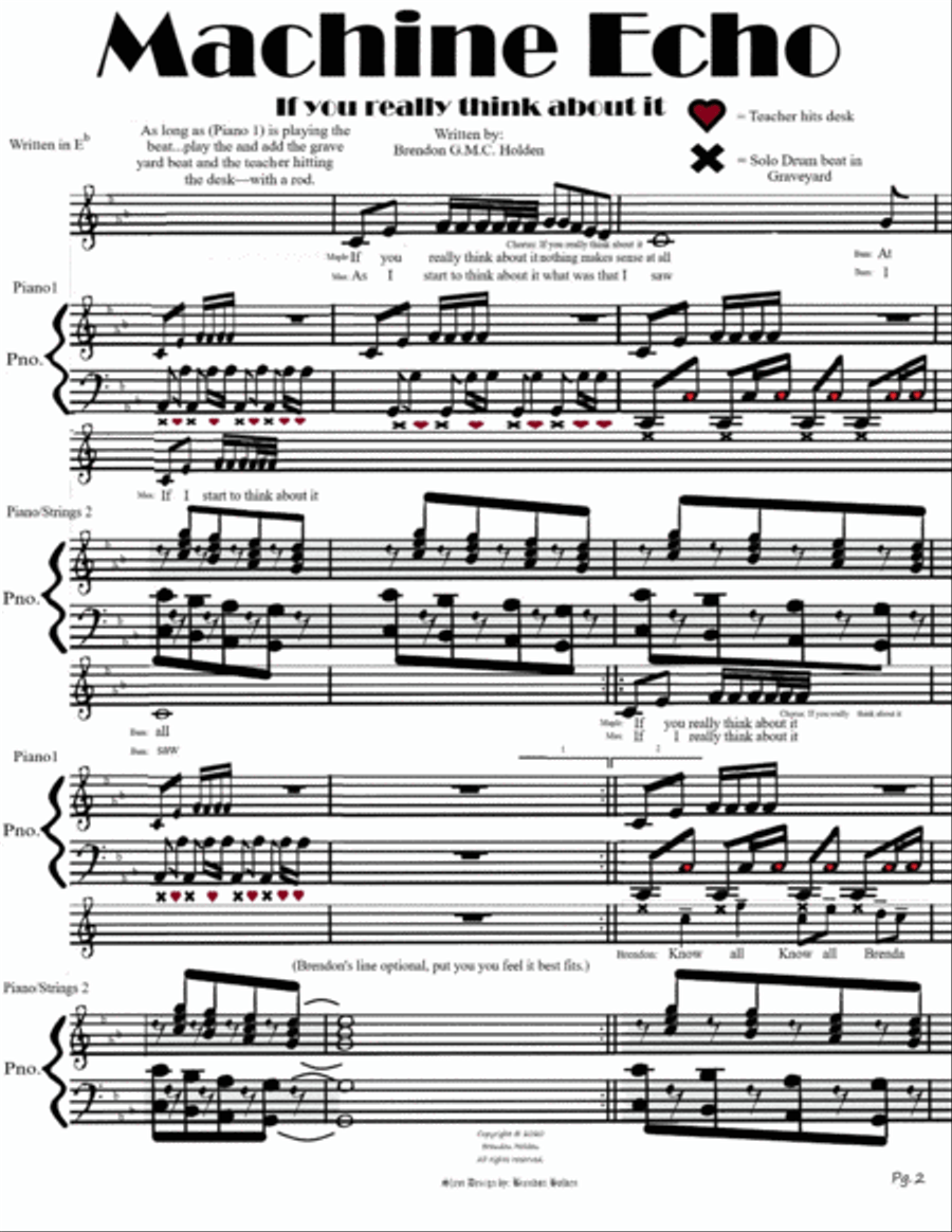 Machine Echo Piano, Vocal, Guitar scores gallery preview page 3