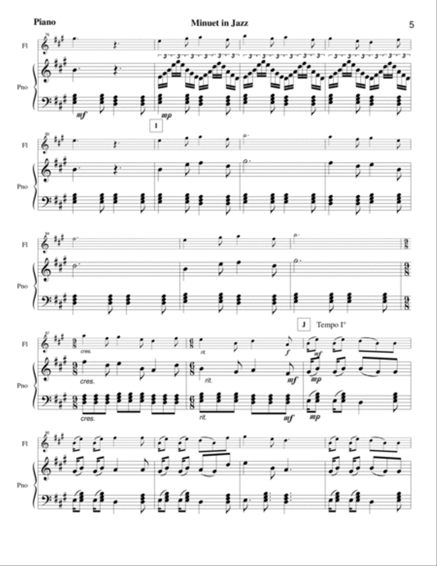 Minuet in Jazz for Flute and Piano Flute Solo scores gallery preview page 6