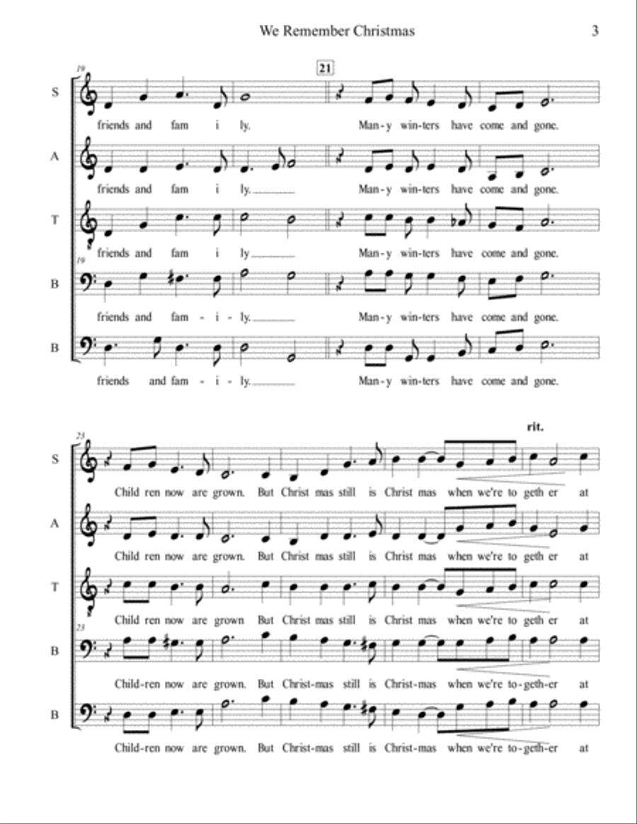 We Remember Christmas - SATBB acapella A Cappella scores gallery preview page 3