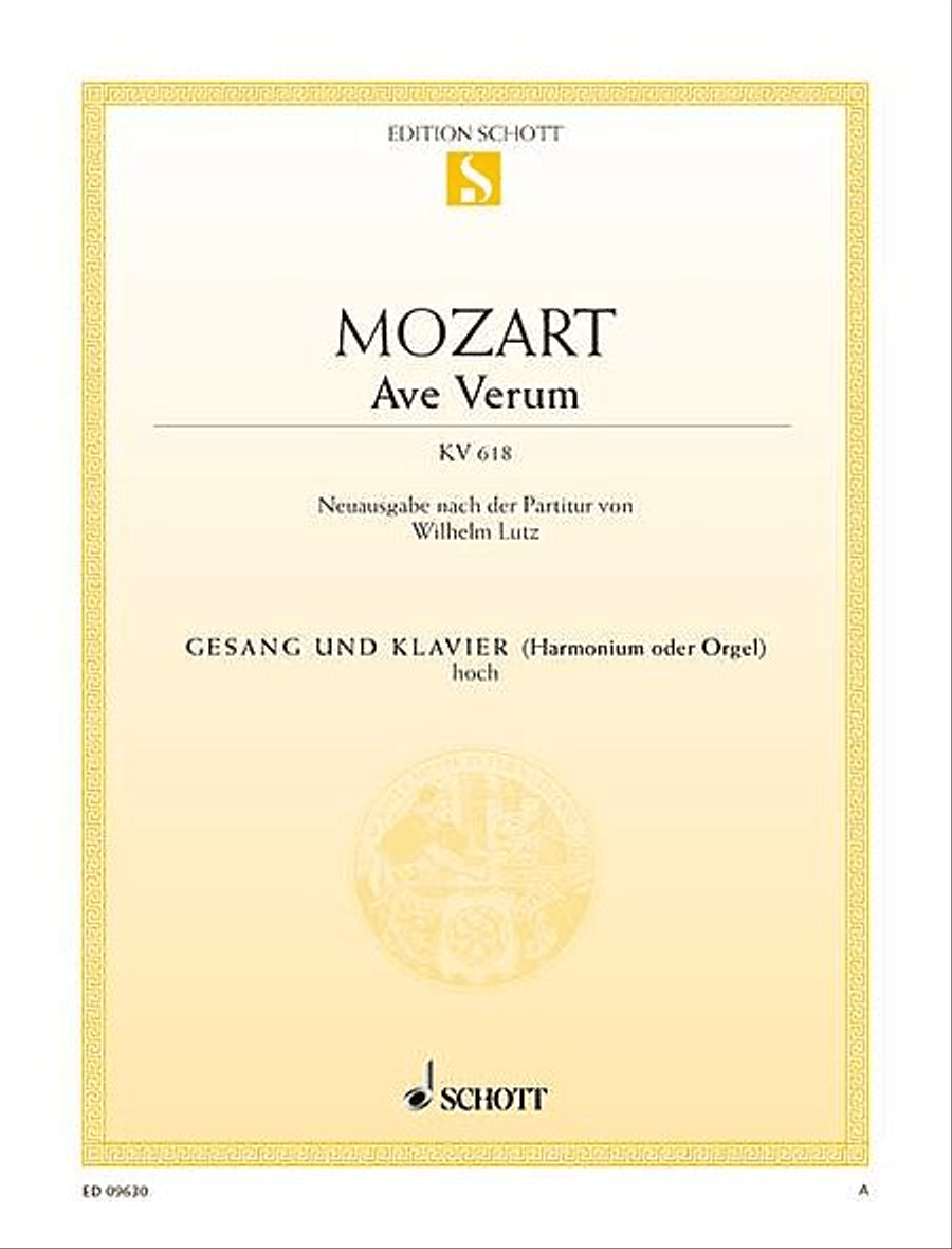 Ave Verum, KV 618 by Wolfgang Amadeus Mozart High Voice - Sheet Music