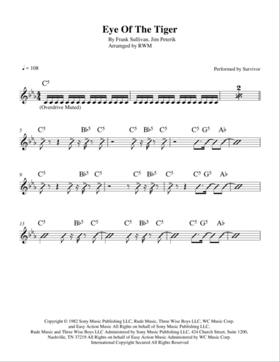 Eye Of The Tiger Piano scores gallery preview page 2
