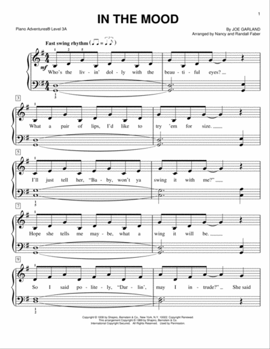 In the Mood Piano Method scores gallery preview page 1