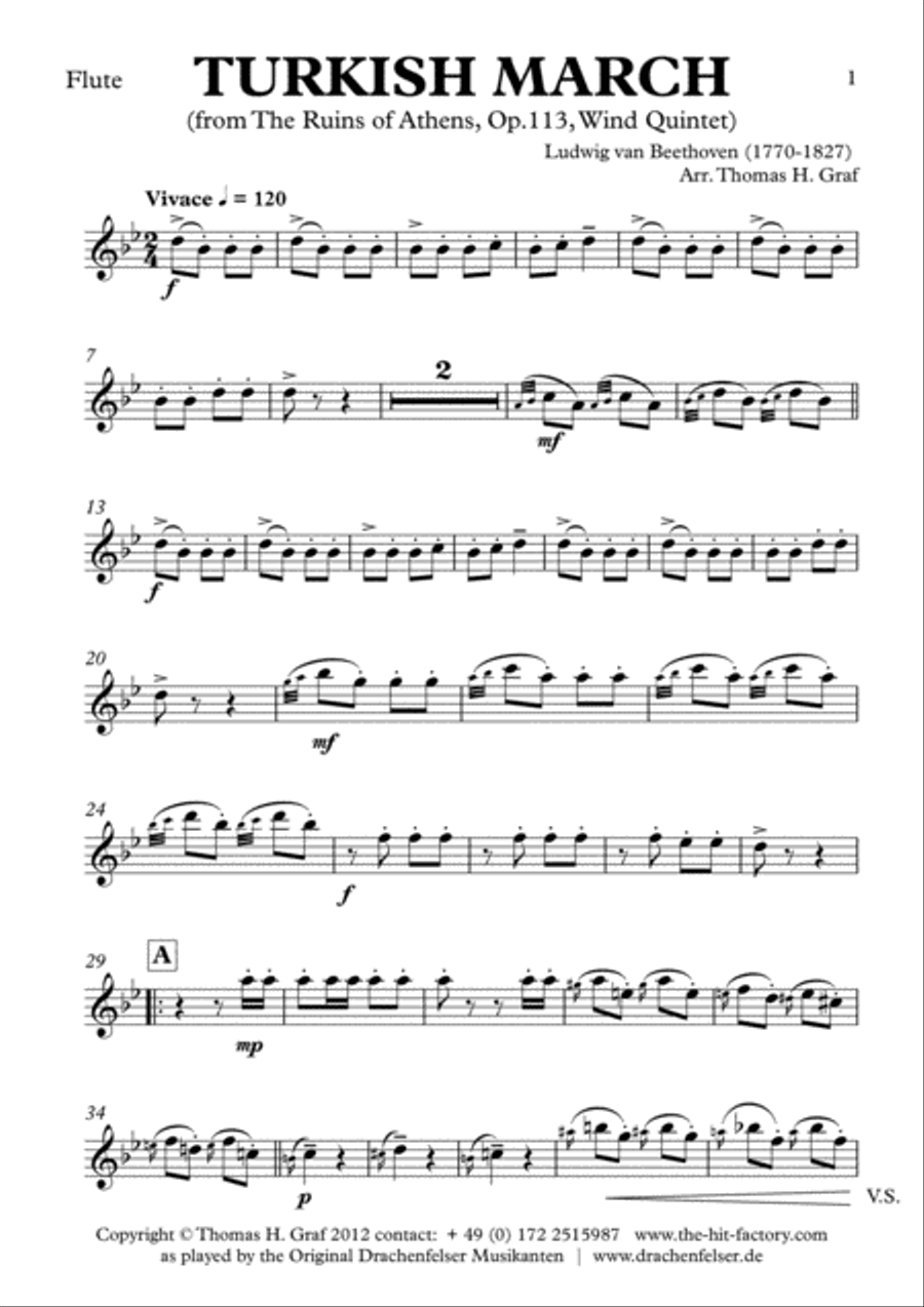 Turkish March - Beethoven - Wind Quintet Woodwind Quintet scores gallery preview page 5