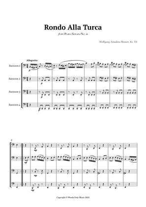 Rondo Alla Turca by Mozart for Bassoon Quartet