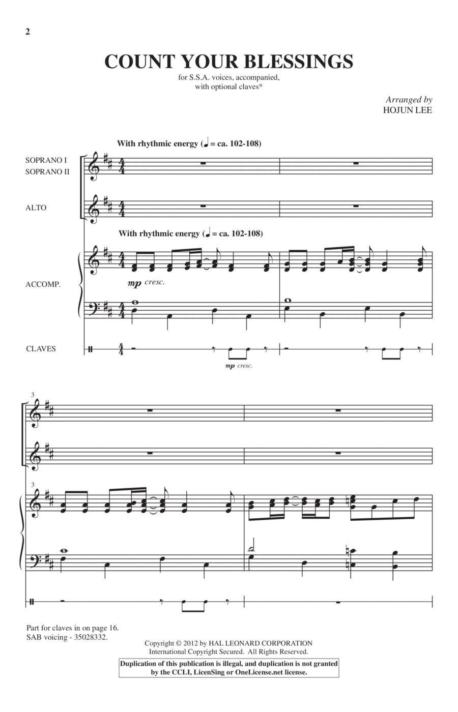 Count Your Blessings Count Your Blessings SSA scores gallery preview page 1