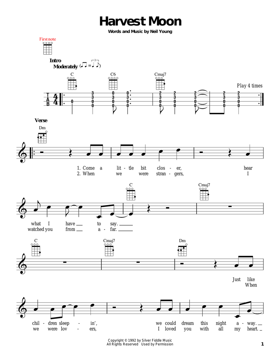 Harvest Moon Harvest Moon Ukulele scores gallery preview page 1
