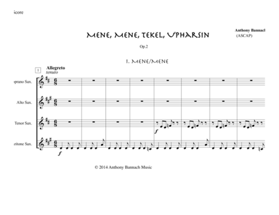 Mene, Mene, Tekel, U'pharsin for Saxophone Quartet Op. 2
