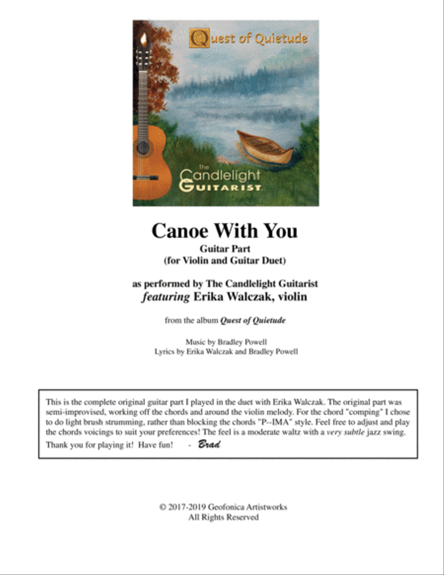 Canoe With You - Guitar part (for violin and guitar duet) String Duet scores gallery preview page 1