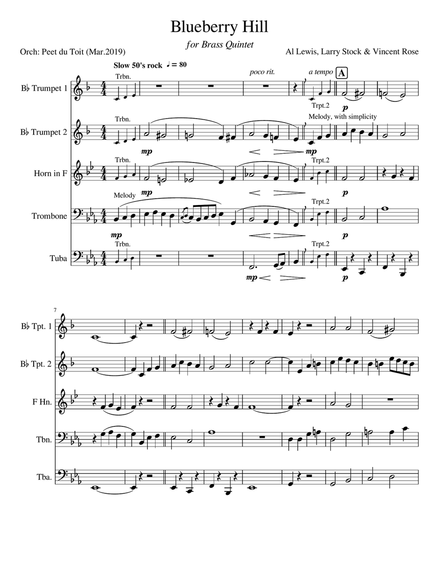 Blueberry Hill Brass Ensemble scores gallery preview page 1