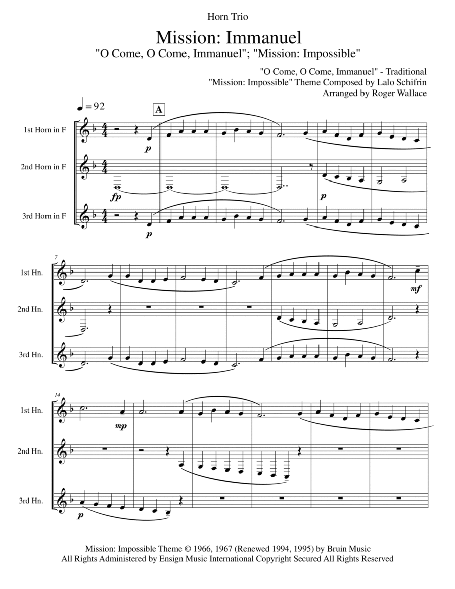 Mission: Impossible Theme Brass Trio scores gallery preview page 1