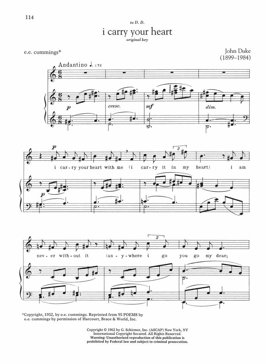 I Carry Your Heart I Carry Your Heart High Voice scores gallery preview page 1