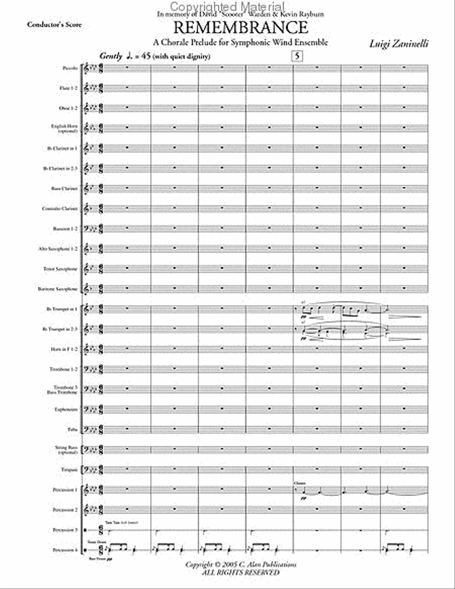Remembrance Concert Band scores gallery preview page 2