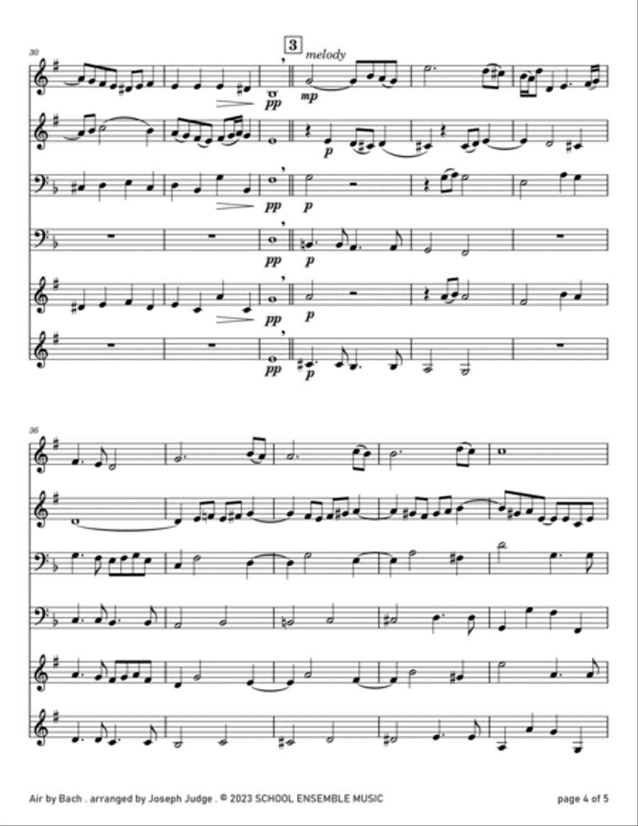 Air by Bach for Brass Quartet in Schools Brass Quartet scores gallery preview page 4