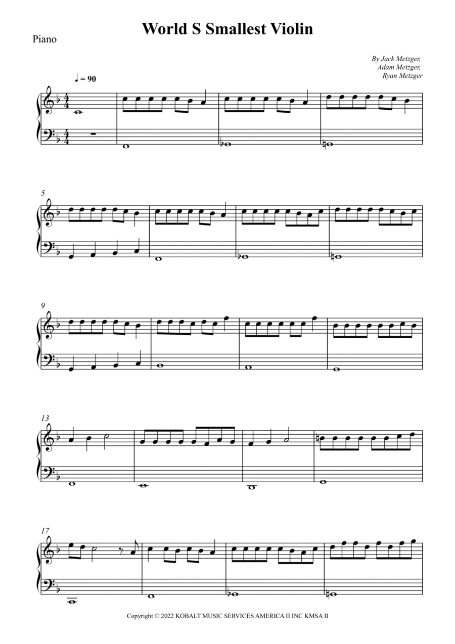 World S Smallest Violin Piano Solo scores gallery preview page 1