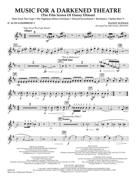 Music for a Darkened Theatre (The Film Scores of Danny Elfman) (arr. Brown) - Eb Alto Saxophone 2