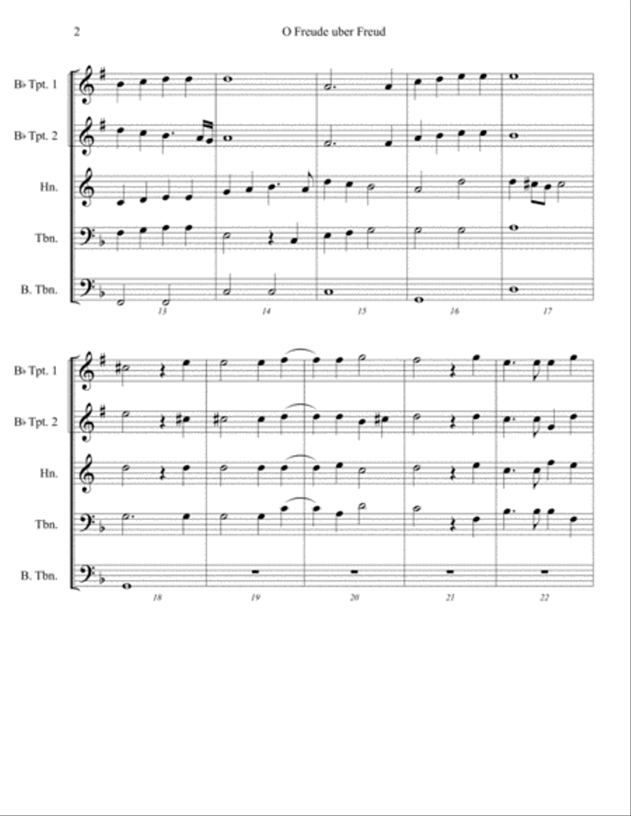 O Freude uber Freud Brass Ensemble scores gallery preview page 2