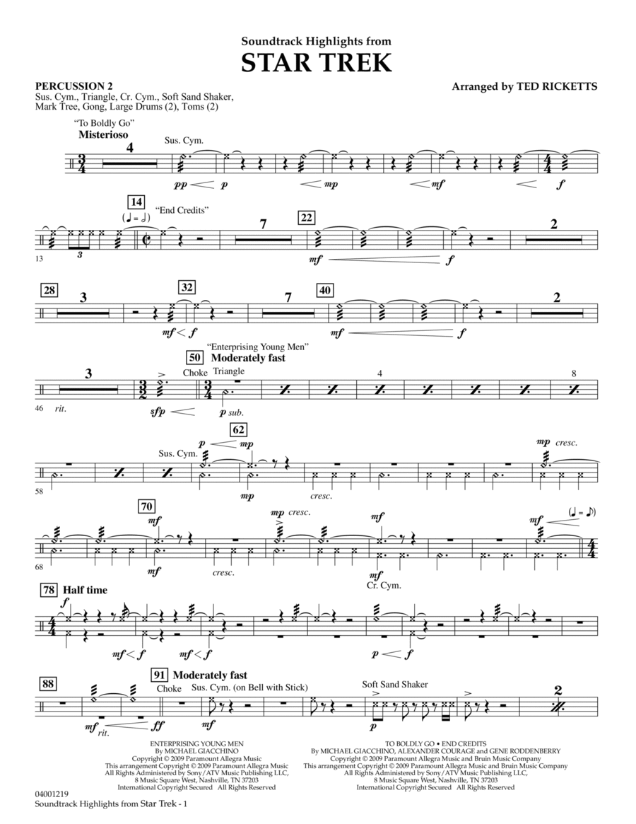 Star Trek - Soundtrack Highlights - Percussion 2 Percussion scores gallery preview page 1