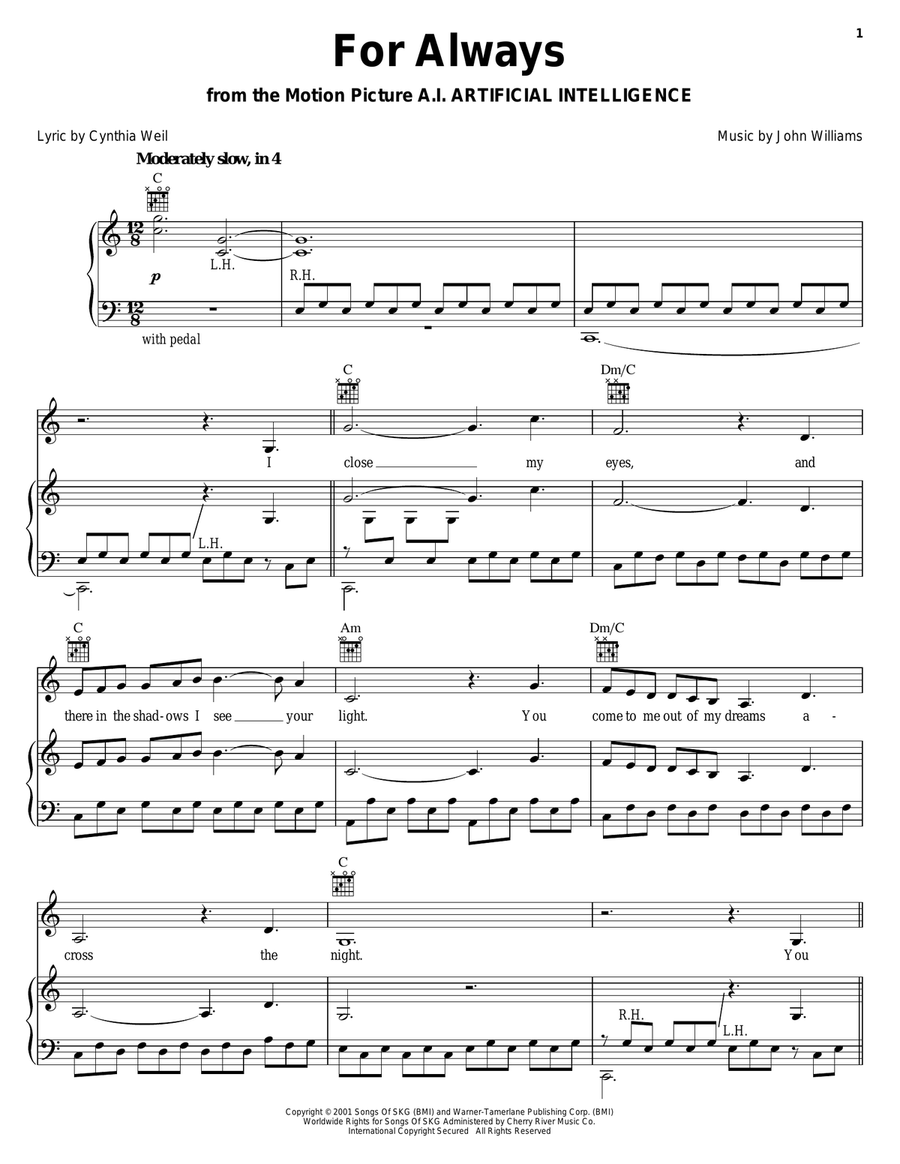 For Always Piano, Vocal, Guitar scores gallery preview page 1