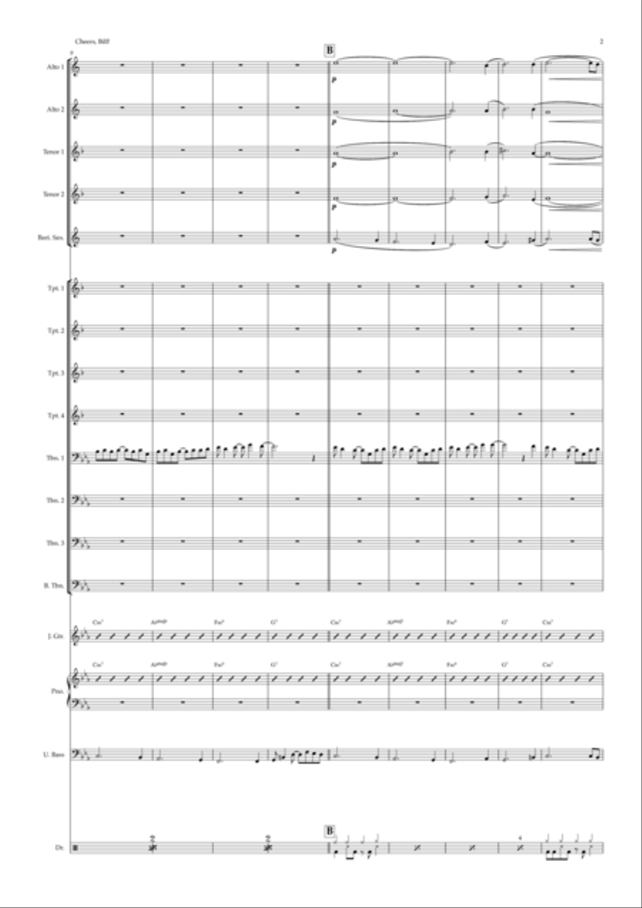 Cheers, Bill! (big band) Jazz Ensemble scores gallery preview page 2