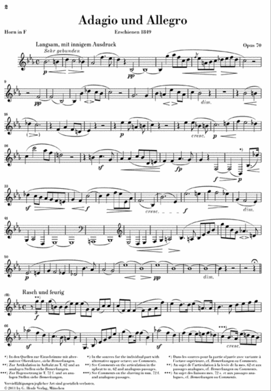 Adagio and Allegro, Op. 70 Horn scores gallery preview page 2