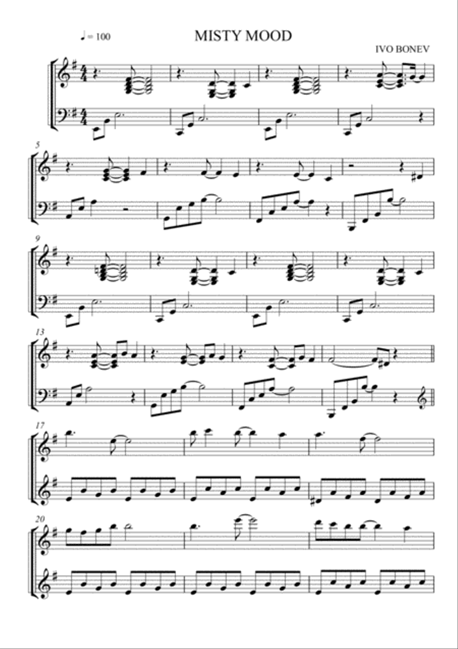 MISTY MOOD Piano Solo scores gallery preview page 1