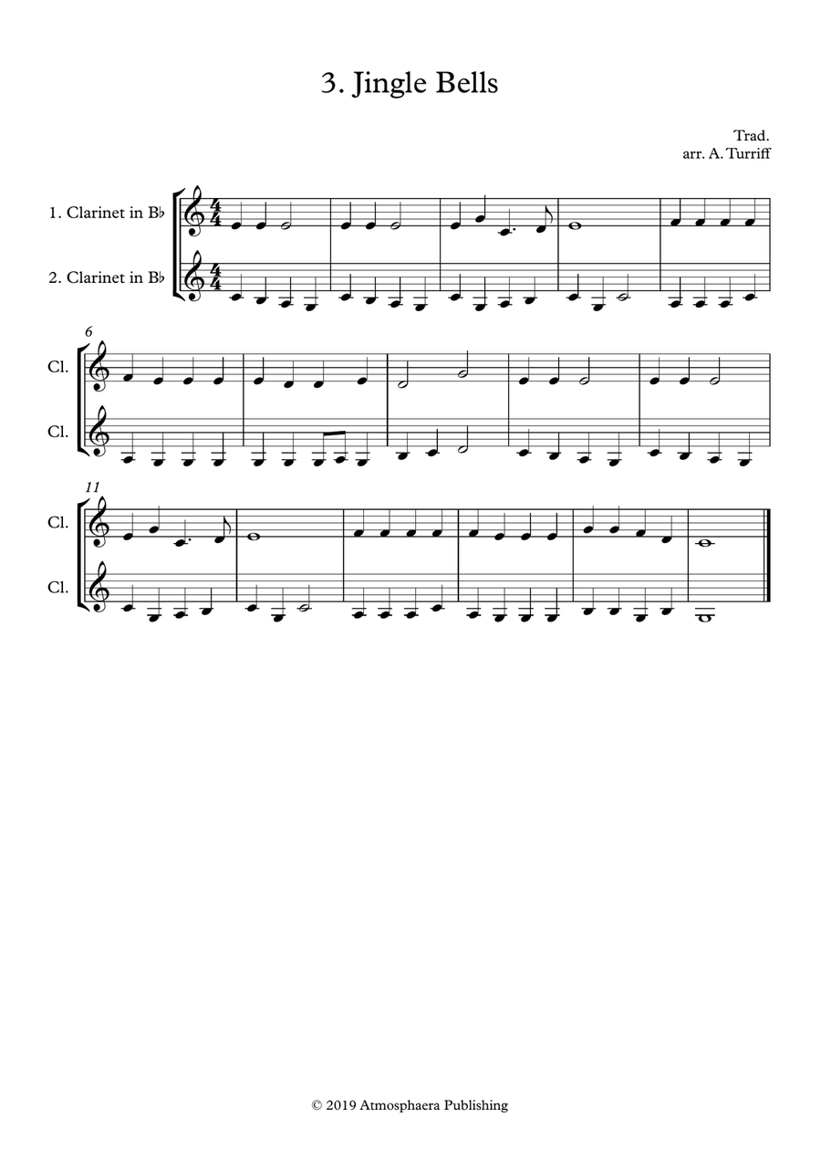 12 Easy Christmas Duets for Clarinet (in the Chalumeanu register) Clarinet Duet scores gallery preview page 4
