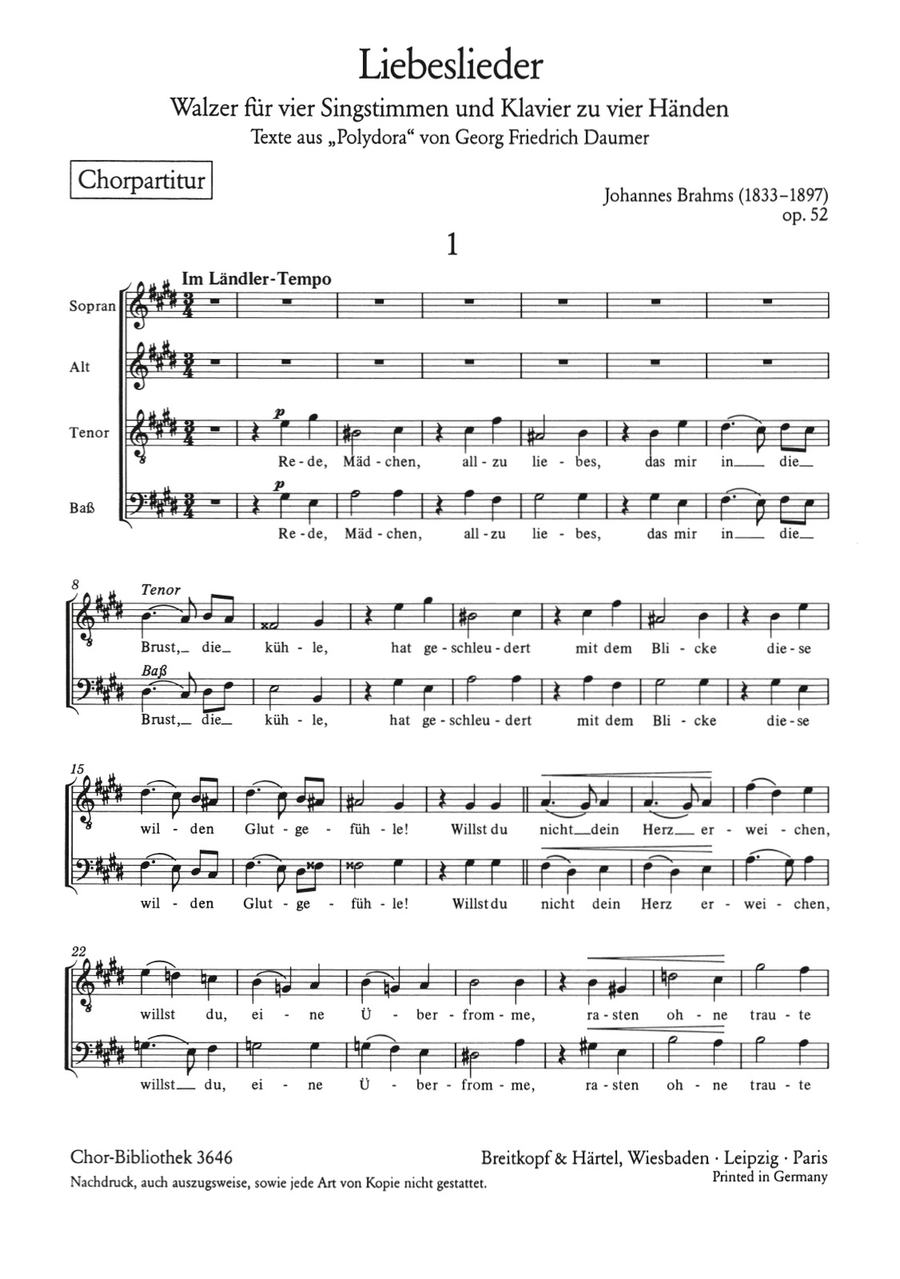 Love Songs Op. 52 4-Part scores gallery preview page 1