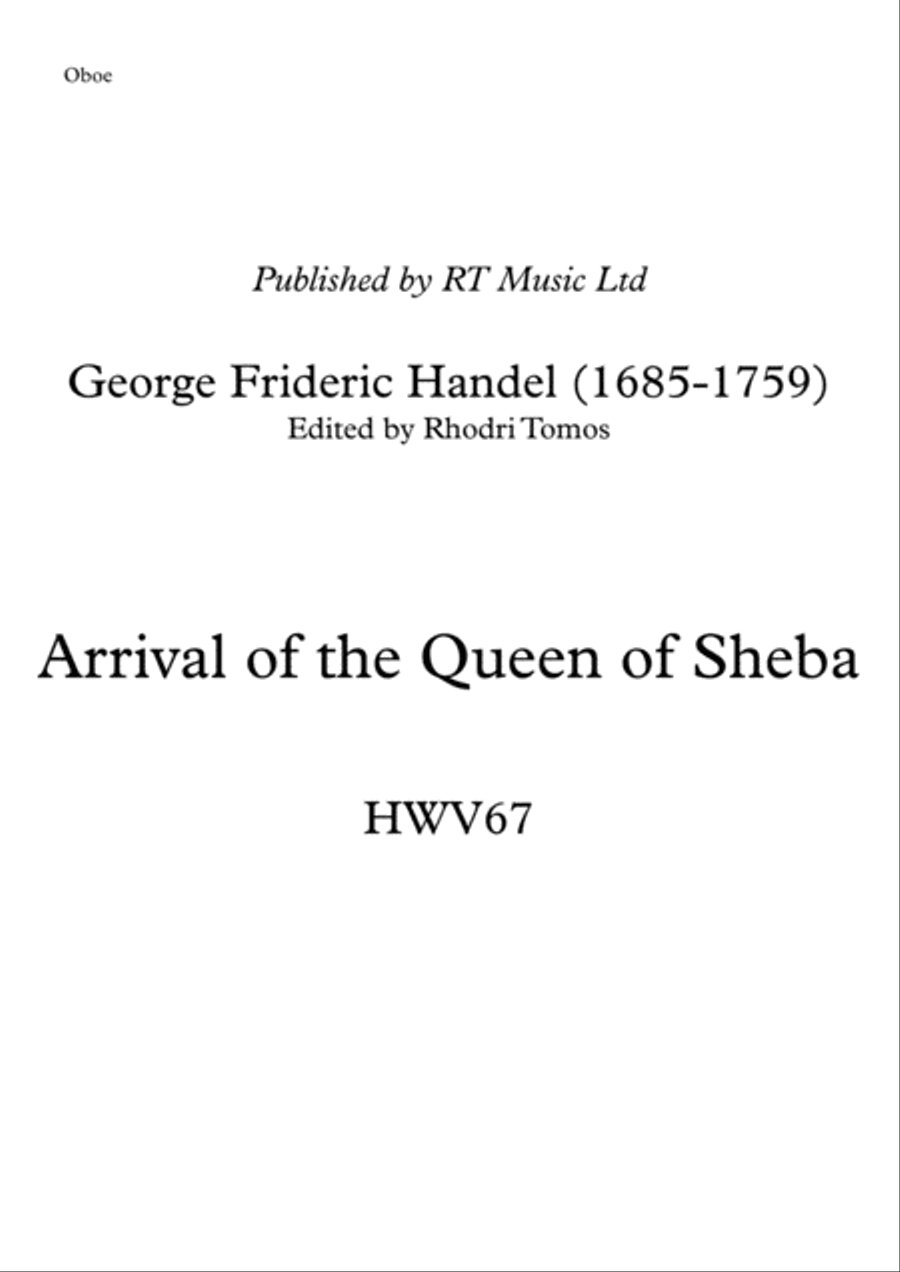 Handel HWV67 - Queen of Sheeba - violin, oboe, trumpet solo parts Oboe scores gallery preview page 1
