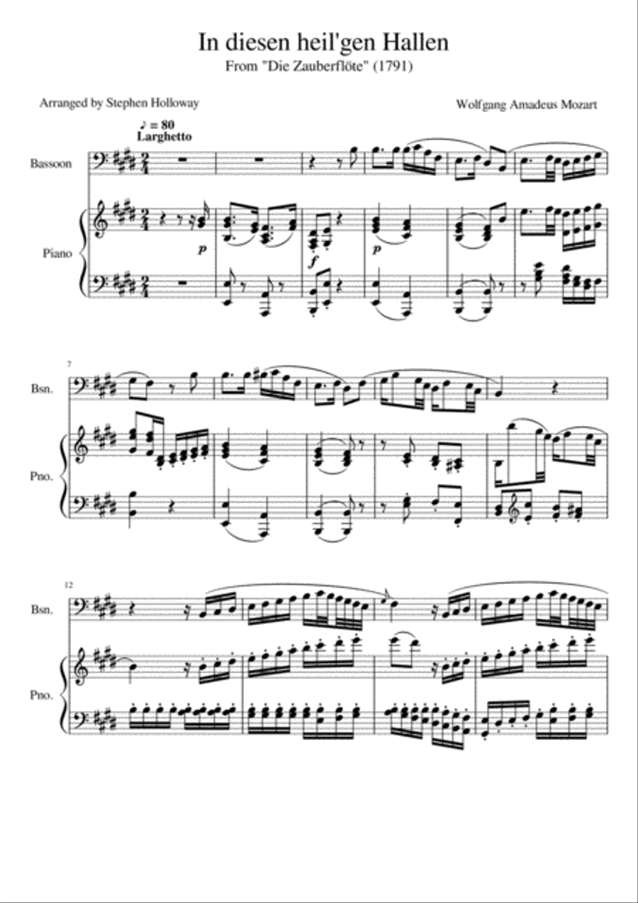 In Diesen Heil'gen Hallen (Mozart) for bassoon and piano Bassoon Solo scores gallery preview page 3