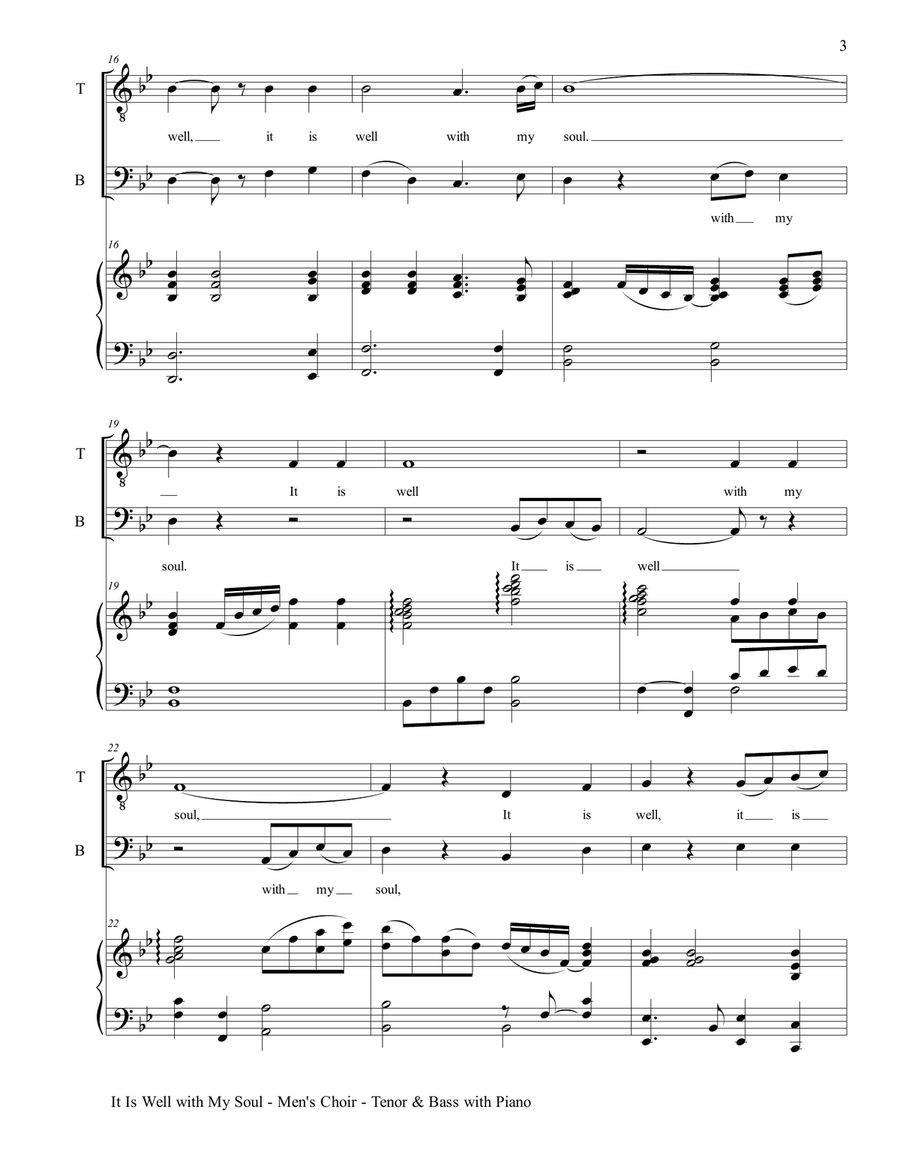 IT IS WELL WITH MY SOUL(Men's Choir - TB with Piano) TB scores gallery preview page 4