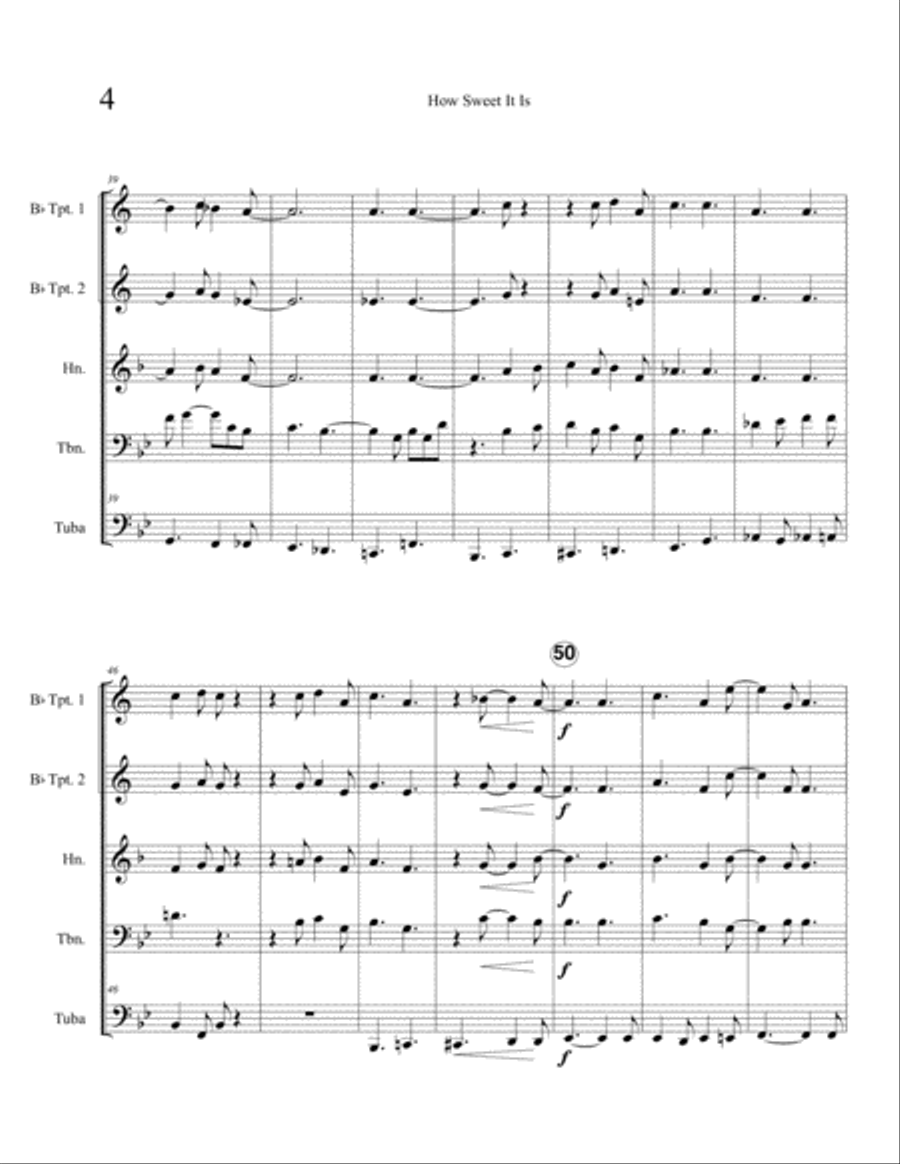 How Sweet It Is (To Be Loved By You) Brass Ensemble scores gallery preview page 6