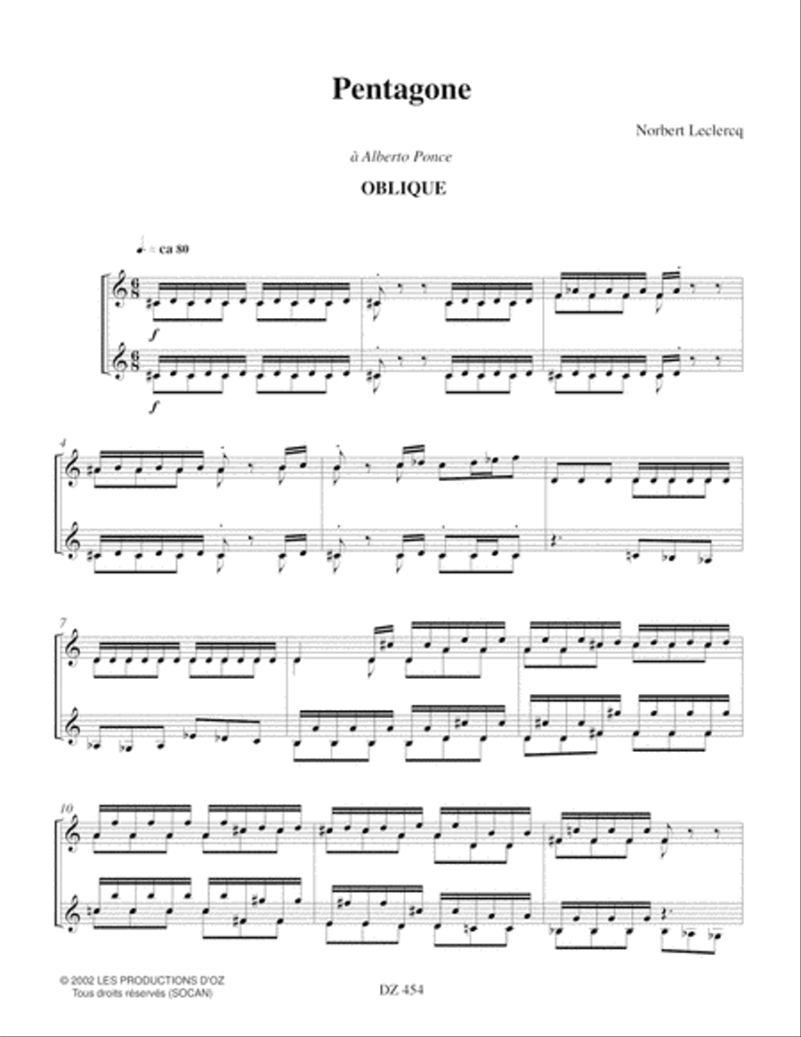 Pentagone - Oblique Classical Guitar scores gallery preview page 3