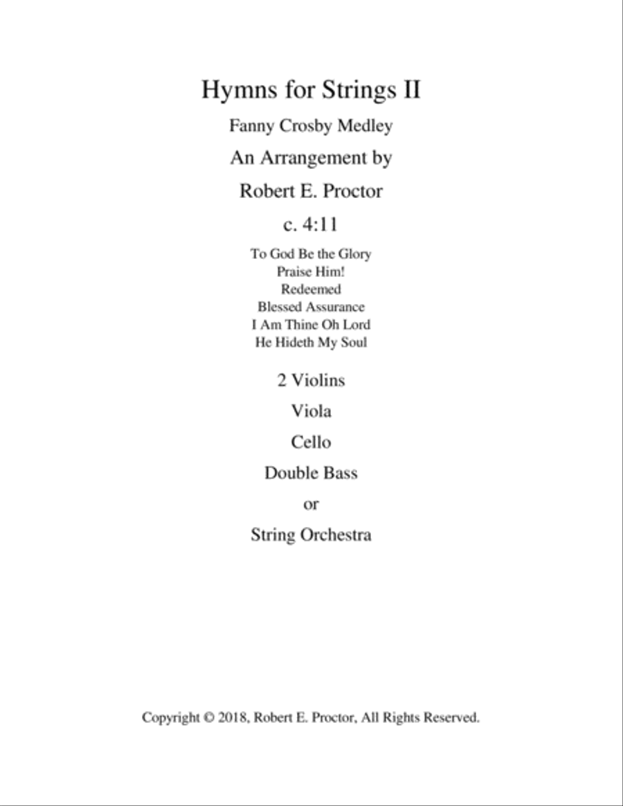 Hymns for Strings II - Fanny Crosby String Quartet scores gallery preview page 1