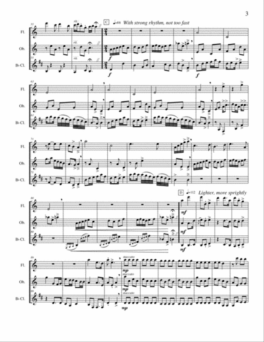 Variations on All the Pretty Little Horses - woodwind trio Woodwind Trio scores gallery preview page 3