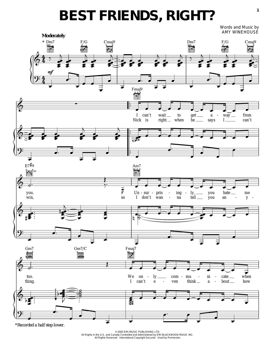 Best Friends, Right? Best Friends, Right? Piano, Vocal, Guitar scores gallery preview page 1