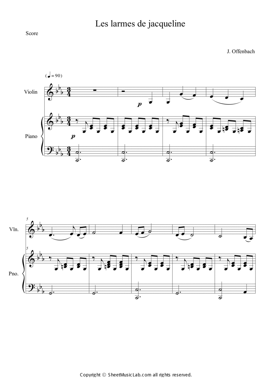 Jacqueline's Tears Violin Solo scores gallery preview page 1