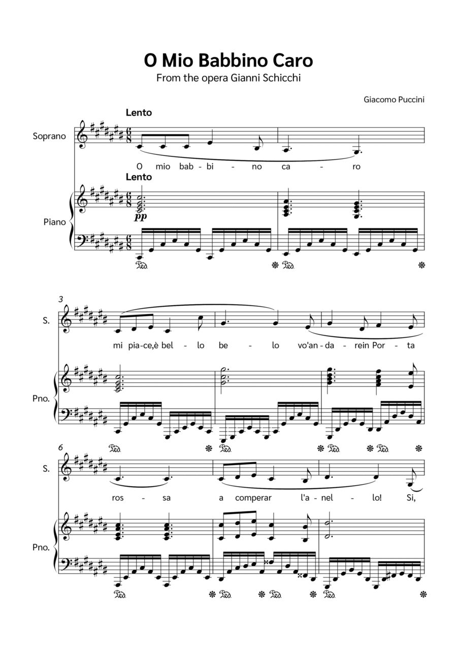O Mio Babbino Caro Voice scores gallery preview page 1