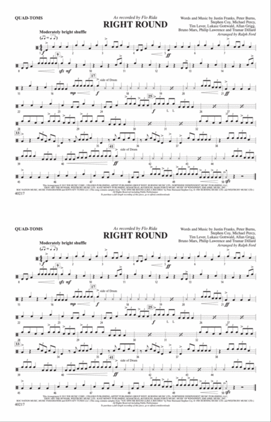 Right Round: Quad-Toms Marching Band scores gallery preview page 1