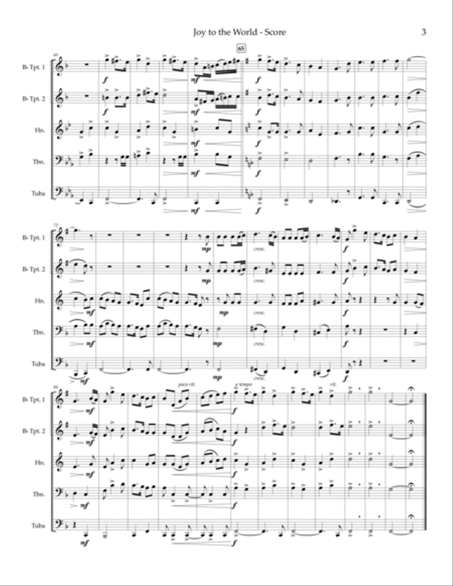Joy to the World — brass quintet Brass Quintet scores gallery preview page 5