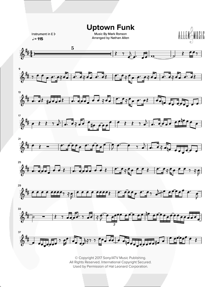 Uptown Funk Alto Saxophone scores gallery preview page 1