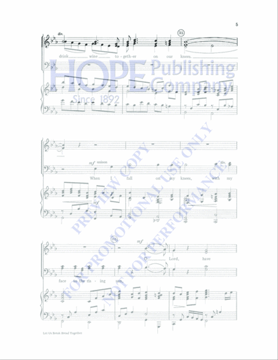 Let Us Break Bread Together SSATB scores gallery preview page 5