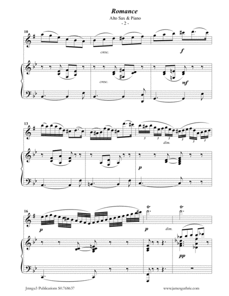 Fauré: Romance Op. 28 for Alto Sax & Piano image number null