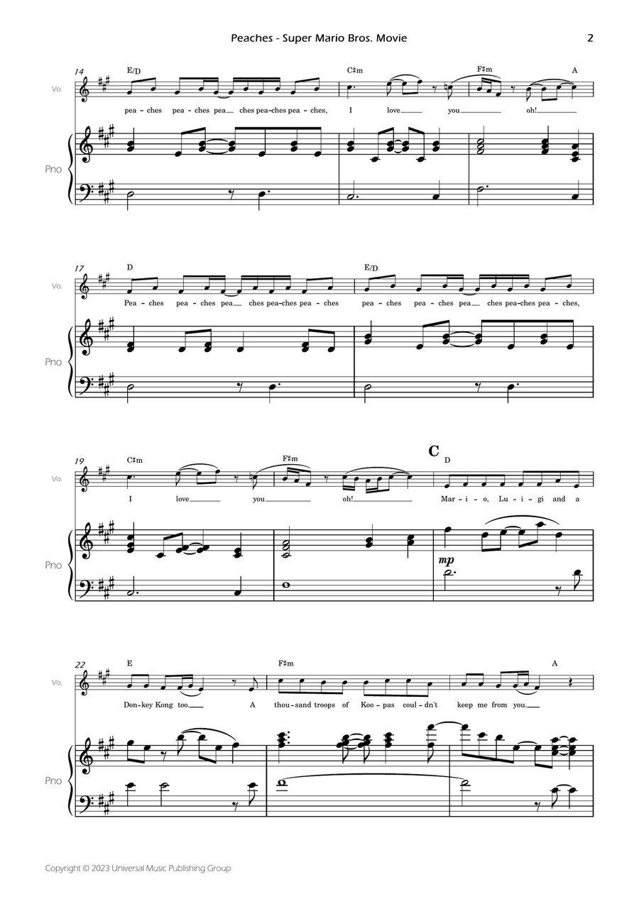 Peaches Piano, Vocal scores gallery preview page 4