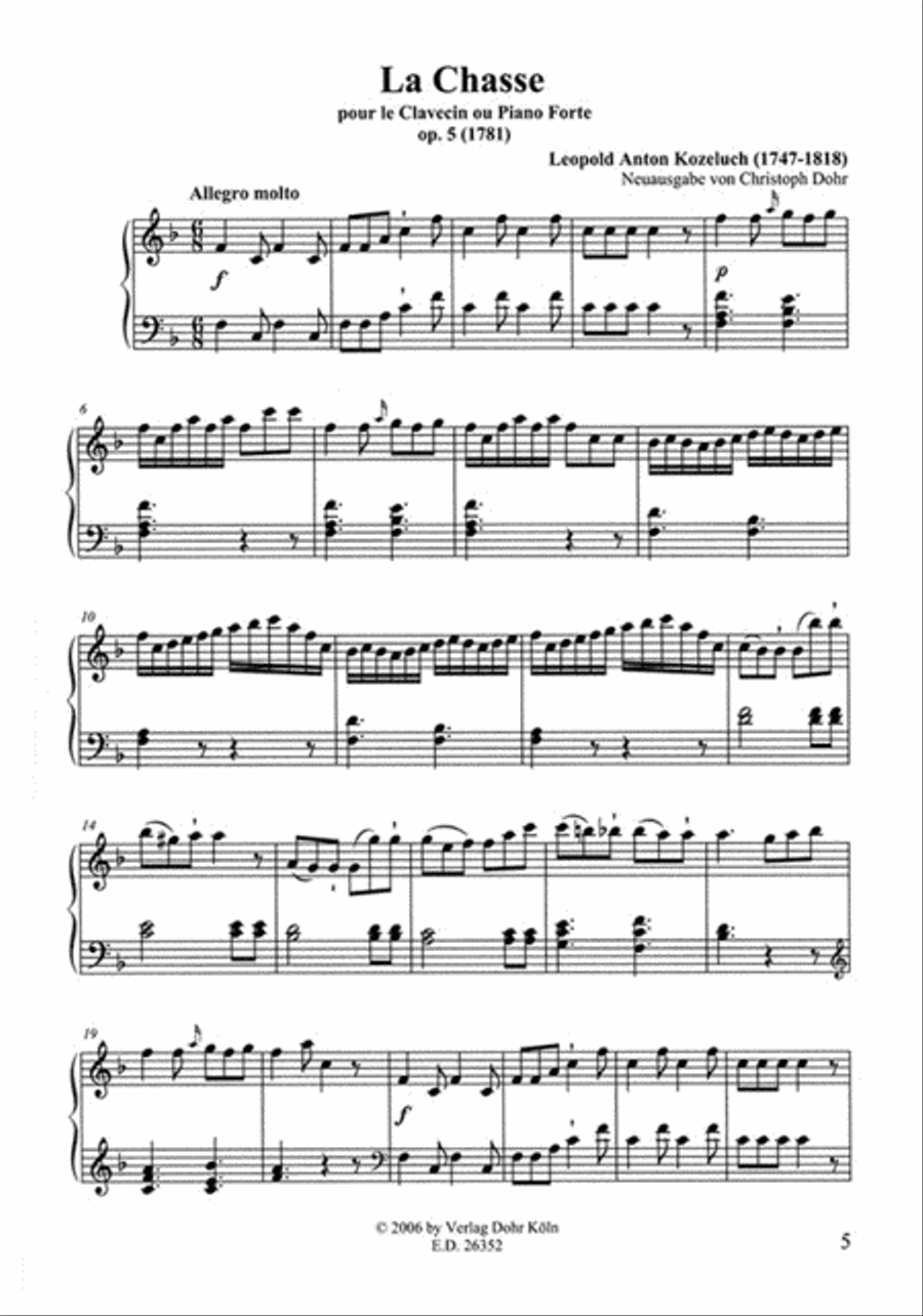 La Chasse für Cembalo oder Pianoforte F-Dur op. 5 Postolka XIII:2 (1781) Piano Solo scores gallery preview page 2