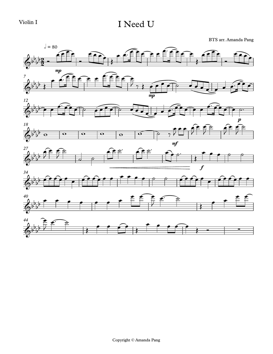 I Need U String Quartet scores gallery preview page 1